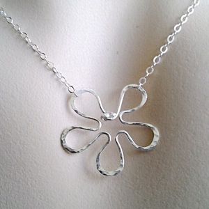 •Wire Flower Charm Necklace• HANDMADE